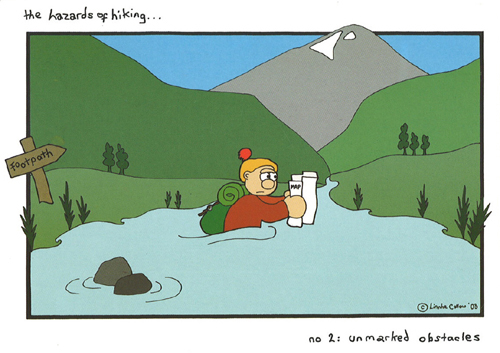 The hazards of hiking...No.2: Unmarked obstacles A5 Greetings Cards