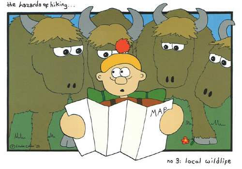 The hazards fo hiking...No.3: Local wildlife A5 Greetings Cards