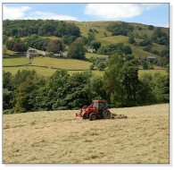 Tractor turning hay Square Cards