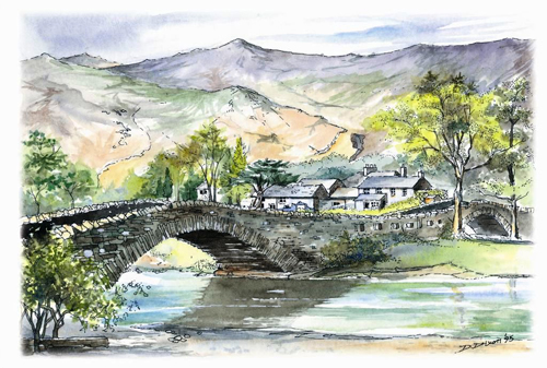 Grange in Borrowdale Watercolour postcards