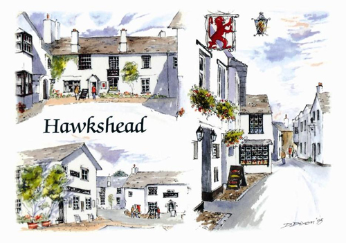 Hawkshead watercolour postcards