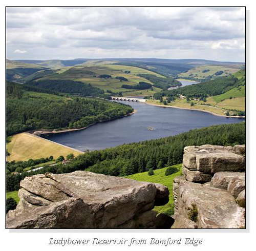 Ladybower Reservoir from Bamford Edge Square Cards