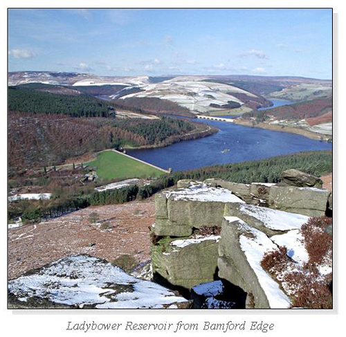 Ladybower Reservoir from Bamford Edge Square Cards