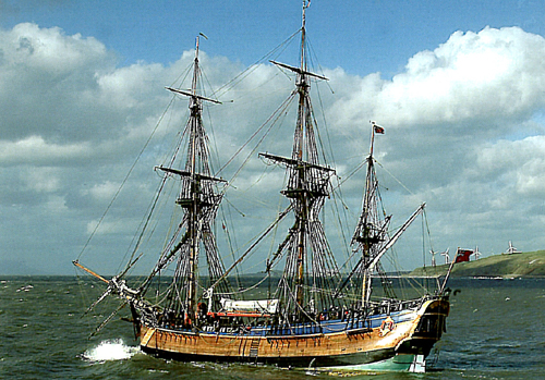 The Endeavour Replica leaving Whitehaven Postcards